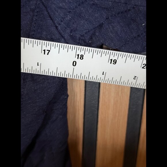 Eileen Fisher Jacket Medium Blue Navy Quilted Asymmetrical Zip Up Organic Cotton - Picture 3 of 7